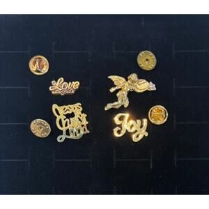 Gold Tone Pin Lot Angel Cherub Love Joy Religious Pins